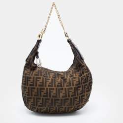 Fendi Tobacco Zucca Canvas and Leather Chef Chain Hobo