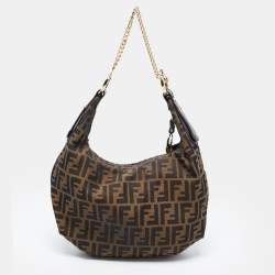 Fendi Tobacco Zucca Canvas and Leather Chef Chain Hobo