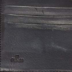 Pre Owned Fendi Black/Brown Zucchino Canvas and Leather Forever Continental Wallet