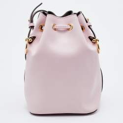 Pre Owned Fendi Pink Leather Mini Mon Tresor Drawstring Bucket Bag