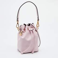Pre Owned Fendi Pink Leather Mini Mon Tresor Drawstring Bucket Bag