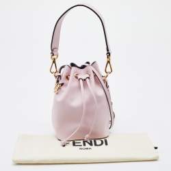 Pre Owned Fendi Pink Leather Mini Mon Tresor Drawstring Bucket Bag
