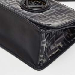Pre Owned Fendi Black/Clear FF PVC and Leather Kan I F Shoulder Bag