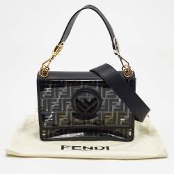 Pre Owned Fendi Black/Clear FF PVC and Leather Kan I F Shoulder Bag