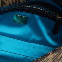 Pre Owned Fendi x Sarah Coleman Brown/Black FF Vertigo Canvas and Watersnake Leather Small Baguette 