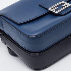 مملوكة مسبقًا Fendi Blue/Black Leather Micro Flowerland Double Baguette Bag