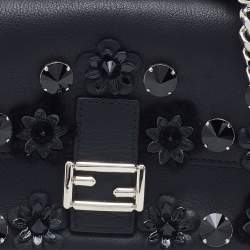 مملوكة مسبقًا Fendi Blue/Black Leather Micro Flowerland Double Baguette Bag