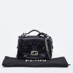 مملوكة مسبقًا Fendi Blue/Black Leather Micro Flowerland Double Baguette Bag