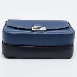 مملوكة مسبقًا Fendi Blue/Black Leather Micro Flowerland Double Baguette Bag
