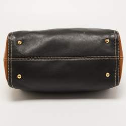 Pre Owned Fendi Black/Brown Patent and Leather Small Chameleon Satchel