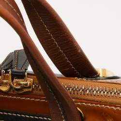 Pre Owned Fendi Black/Brown Patent and Leather Small Chameleon Satchel