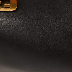 Pre Owned Fendi Black/Brown Patent and Leather Small Chameleon Satchel