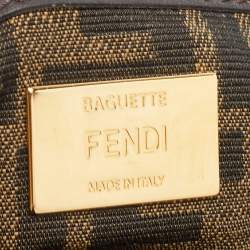 Fendi Tobacco Zucca Canvas Baguette Flap Top Handle Bag