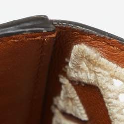 Fendi Brown FF Embroidery Fabric and Leather Baguette Shoulder Bag