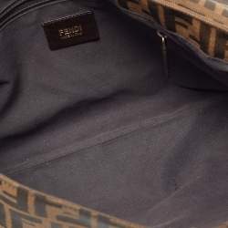 Pre Owned Fendi Tobacco Zucca Canvas and Patent Leather Mia Flap Shoulder Bag