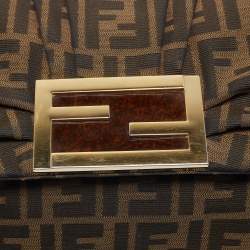 Pre Owned Fendi Tobacco Zucca Canvas and Patent Leather Mia Flap Shoulder Bag