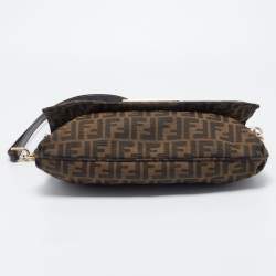 Pre Owned Fendi Tobacco Zucca Canvas and Patent Leather Mia Flap Shoulder Bag