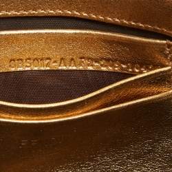 Pre Owned Fendi Gold FF Leather Mini Baguette Bag