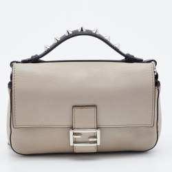 Pre Owned Fendi Multicolor Leather and Watersnake Leather Monster Micro Double Baguette Bag