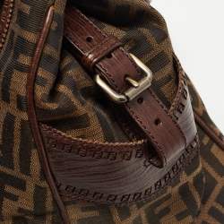 Pre Owned Fendi Tobacco Zucca Canvas and Leather Chef De Jour Bag