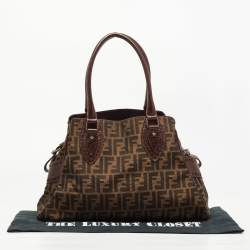 Pre Owned Fendi Tobacco Zucca Canvas and Leather Chef De Jour Bag