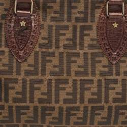 Pre Owned Fendi Tobacco Zucca Canvas and Leather Chef De Jour Bag