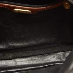 Pre Owned Fendi Brown Pequin Stripe Coated Canvas and Leather Crossbody Bag