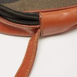 Pre Owned Fendi Brown Pequin Stripe Coated Canvas and Leather Crossbody Bag
