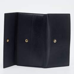 Fendi Black Leather Flap Continental Wallet