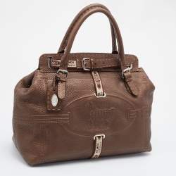 مملوكة مسبقًا حقيبة يد توتس فندي فيلا بورغيز جلد سيليريا برونزي