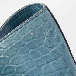 Pre Owned Fendi Blue Crocodile Twins Shopper Tote