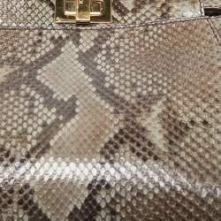 Fendi Green/Grey Python Leather Mini Peekaboo Top Handle Bag