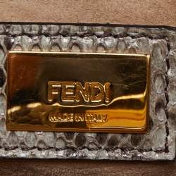 Fendi Green/Grey Python Leather Mini Peekaboo Top Handle Bag