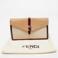 Pre Owned Fendi Tricolor Leather and Patent Leather Trim Fendista Envelope Clutch