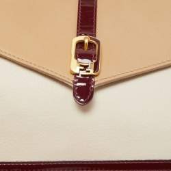 Pre Owned Fendi Tricolor Leather and Patent Leather Trim Fendista Envelope Clutch