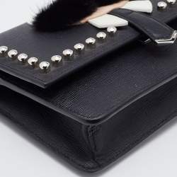 Pre Owned Fendi Black Leather Karlito Wallet on Chain 