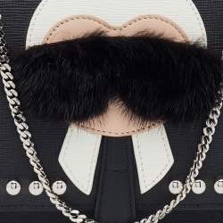 Pre Owned Fendi Black Leather Karlito Wallet on Chain 