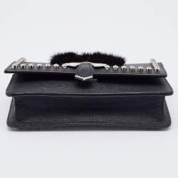 Pre Owned Fendi Black Leather Karlito Wallet on Chain 