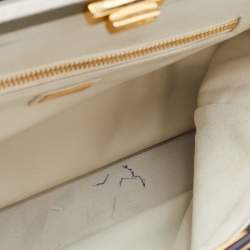 Pre Owned Fendi Green/Black Canvas and Leather, Beaded Large Peekaboo Top Handle Bag