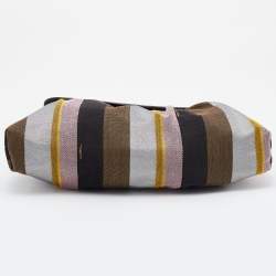 Pre Owned Fendi Multicolor Pequin Canvas and Leather Limited Edition Chef Baguette Bag