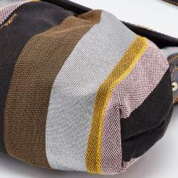 Pre Owned Fendi Multicolor Pequin Canvas and Leather Limited Edition Chef Baguette Bag