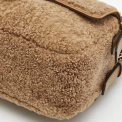 Pre Owned Fendi Brown Shearling and Leather Multi Baguette Shoulder Bag