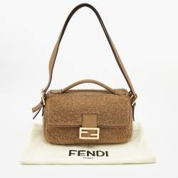 Pre Owned Fendi Brown Shearling and Leather Multi Baguette Shoulder Bag