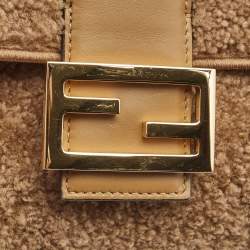 Pre Owned Fendi Brown Shearling and Leather Multi Baguette Shoulder Bag