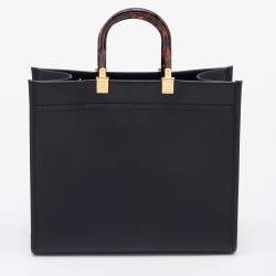 Pre Owned Fendi Black Leather Medium Sunshine Shopper Tote