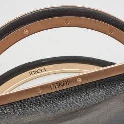 مملوكة مسبقًا Fendi Black Leather Cut Out Handle Clutch Bag