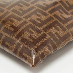 Pre Owned Fendi Brown Coated Canvas FFreedom Flat Pouch Bag