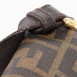Pre Owned Fendi Tobacco Zucca Coated Canvas and Leather Push Lock Flap Shoulder Bag