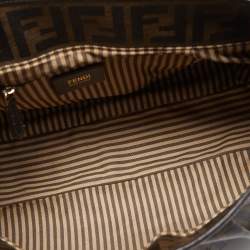 Pre Owned Fendi Tobacco Zucca Coated Canvas and Leather Push Lock Flap Shoulder Bag