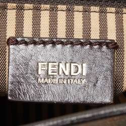 Pre Owned Fendi Tobacco Zucca Coated Canvas and Leather Push Lock Flap Shoulder Bag